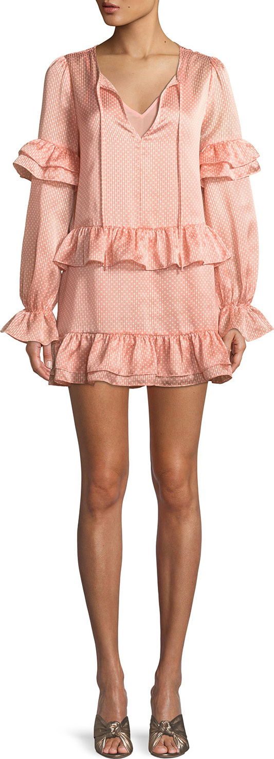 TULAROSA Darla Ruffle Dot-Print Mini Dress