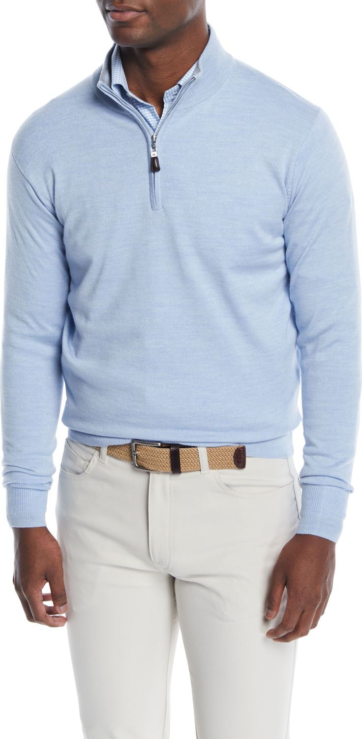 Peter Millar Men's Crown Soft Quarter-Zip Wool/Silk Sweater