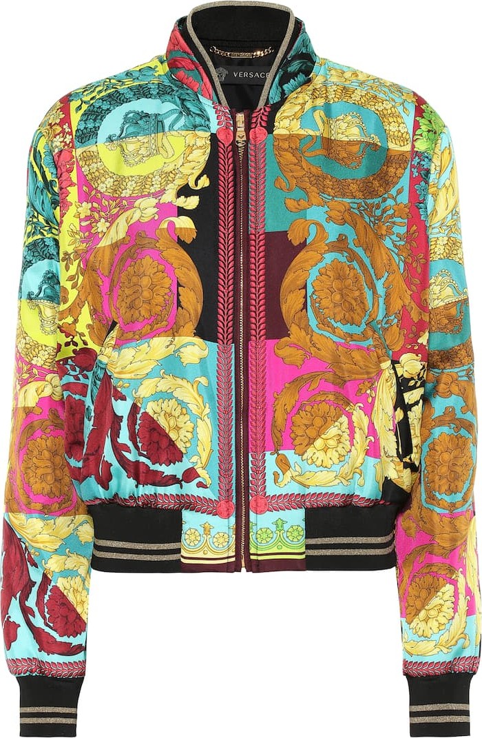 Versace Printed silk bomber jacket