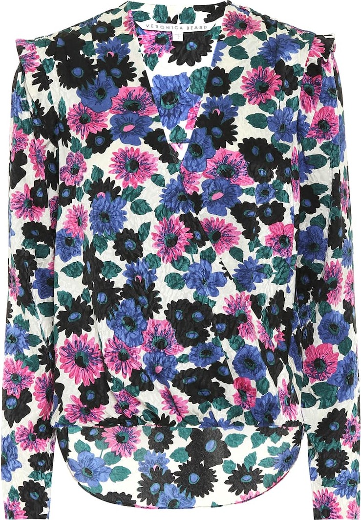 Veronica Beard Floral stretch-silk top