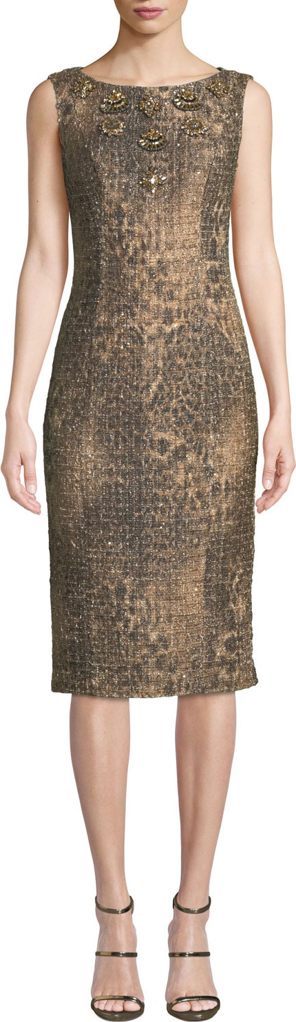 Badgley Mischka Sleeveless Leopard Sequin Dress