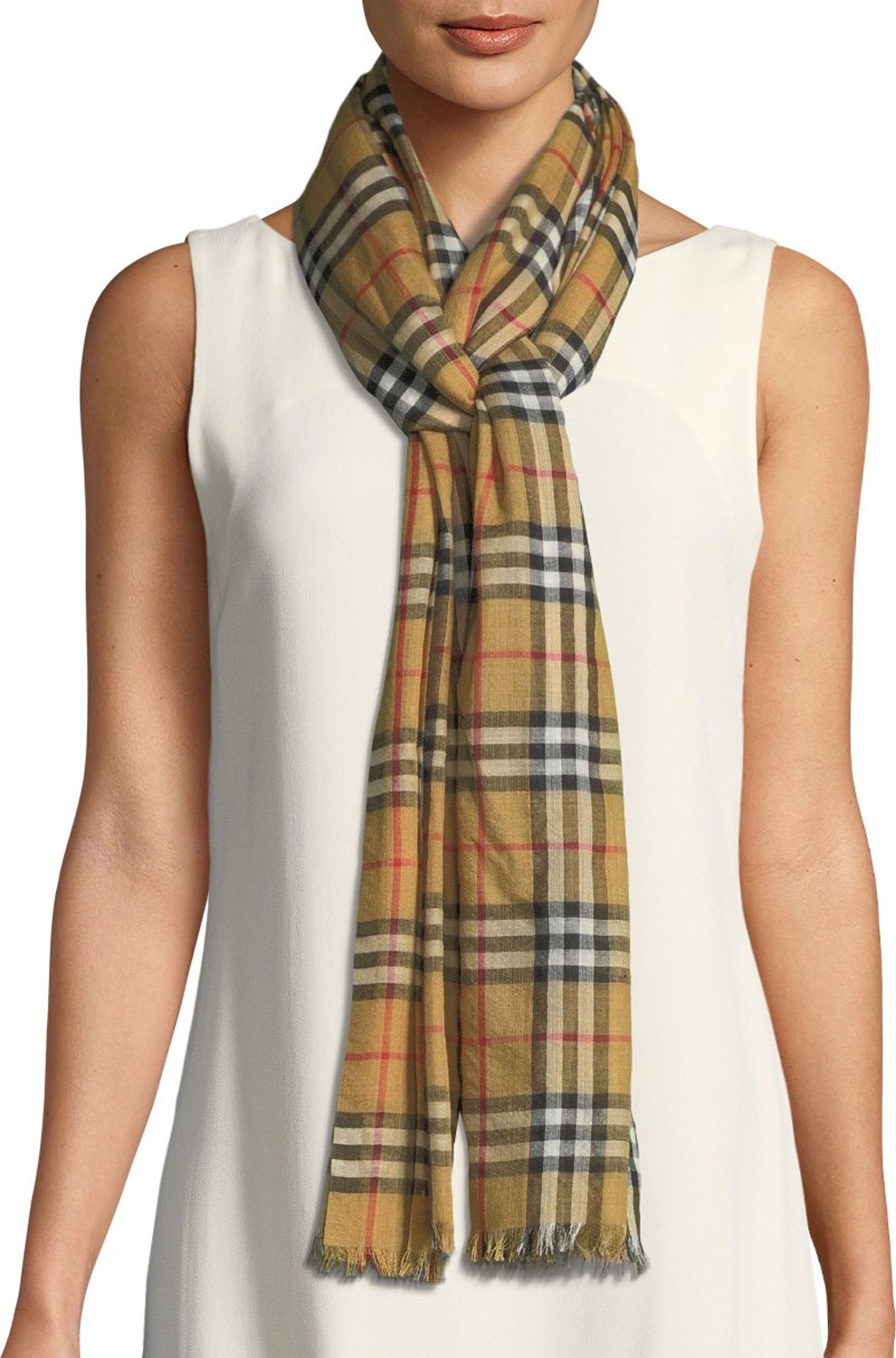 Burberry London England Vintage Check Lightweight Gauze Scarf
