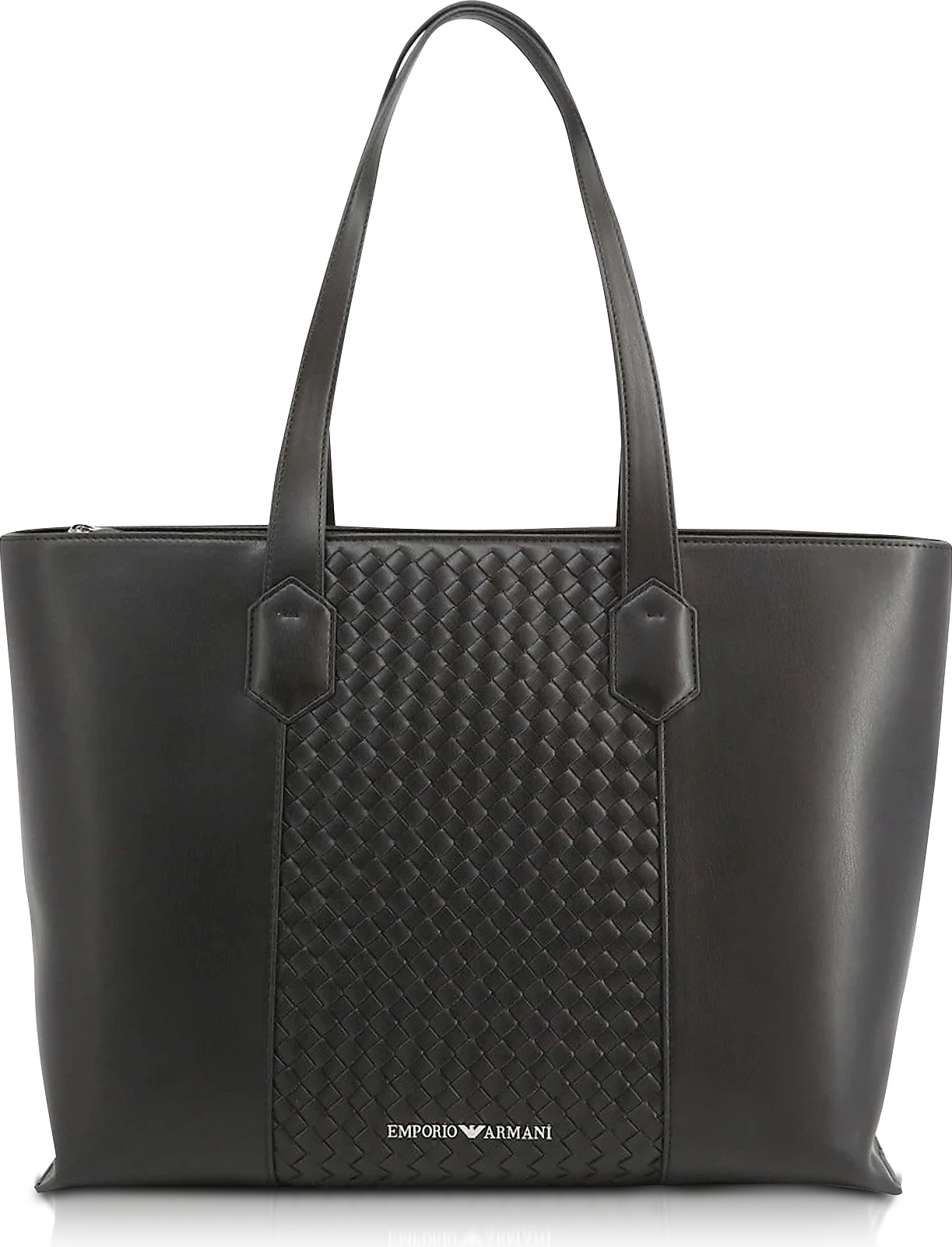 Emporio Armani Black Woven Eco-Leather Tote Bag