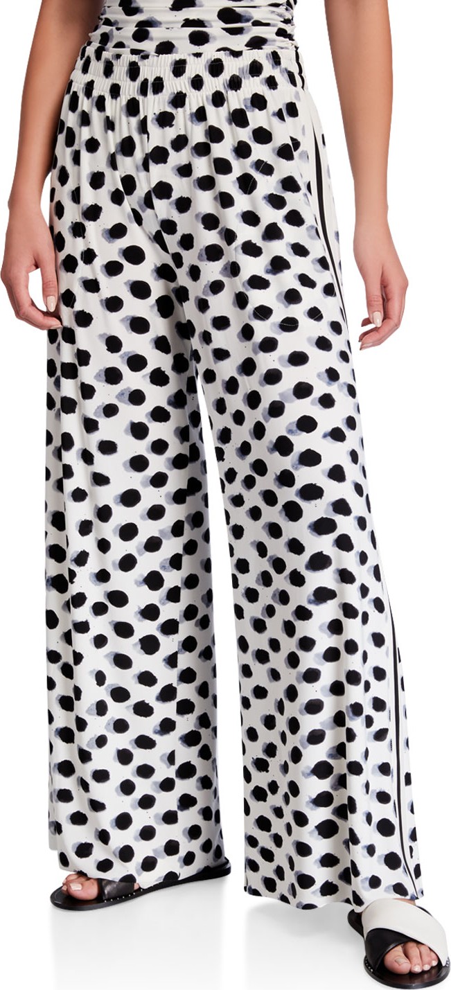 Norma Kamali Side-Stripe Boyfriend Elephant Coverup Pants