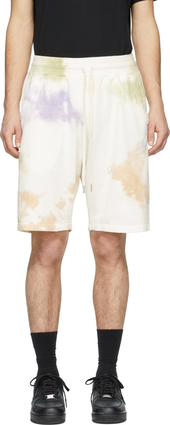 John Elliott White & Multicolor Crimson Shorts