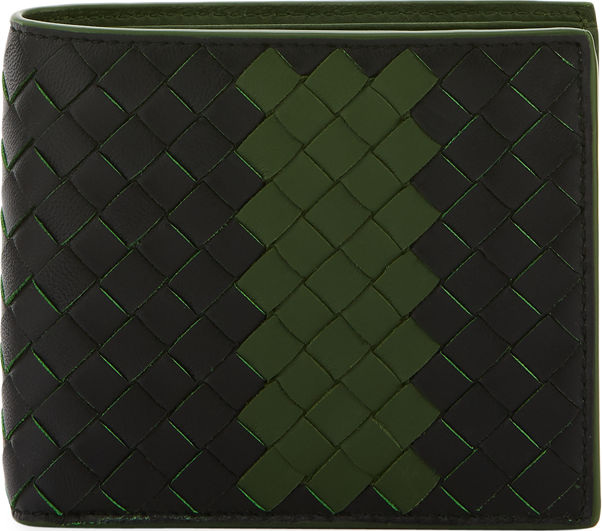 Bottega Veneta Striped Woven Bi-Fold Wallet