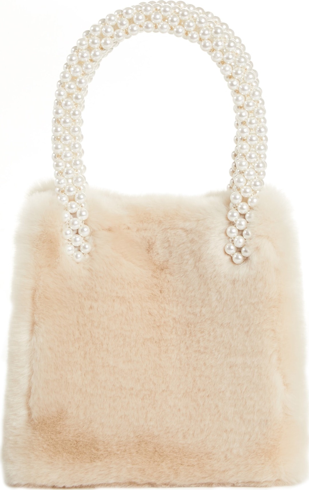 Shrimps Faux Fur Handbag with Imitation Pearl Handles