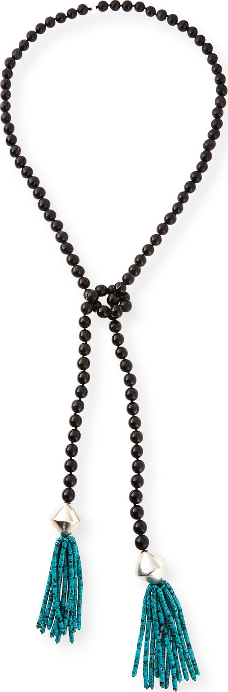 NEST Jewelry Black Horn & Turquoise Beaded Lariat Necklace