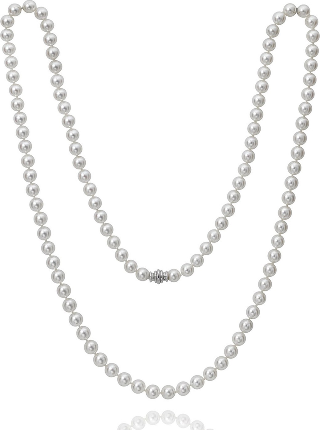 Assael Long Akoya 8.5mm Pearl-Strand Necklace w/ 18k White Gold, 36"L