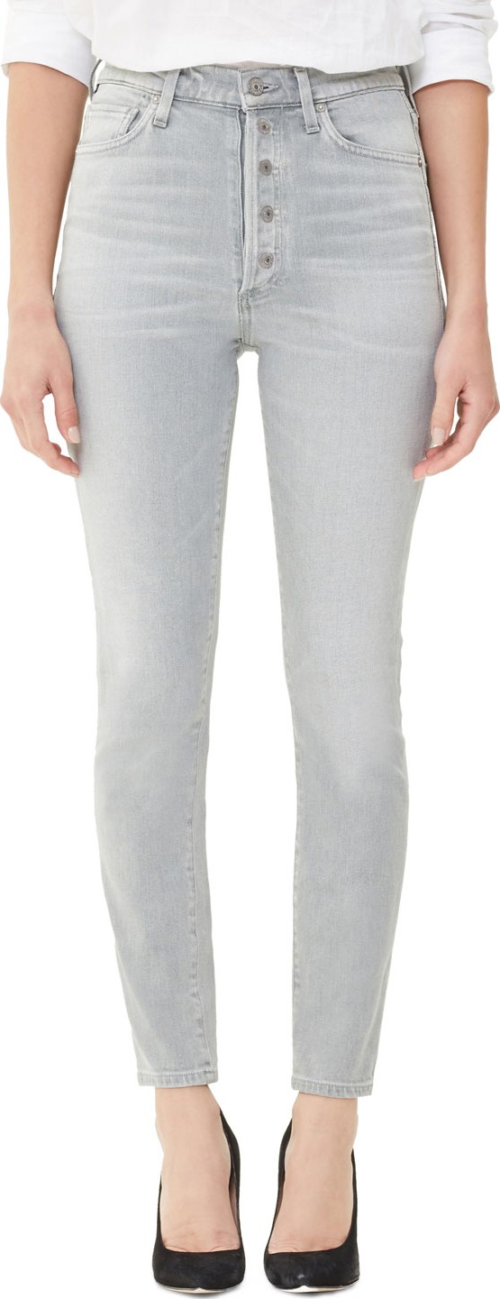 Citizens Of Humanity Olivia High-Rise Skinny Jeans with Exposed Button Fly, Zinc