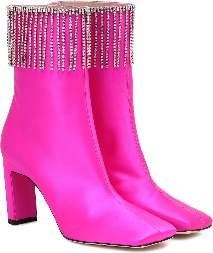 Wandler Isa embellished satin ankle boots