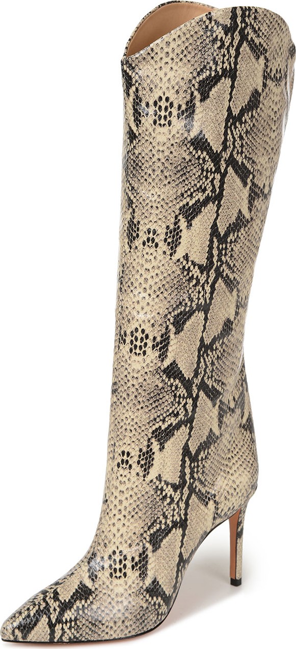Schutz Maryana Snake-Print Leather Knee Boots