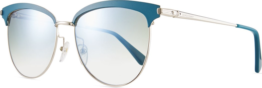 Longchamp Mirrored Metal Square Sunglasses