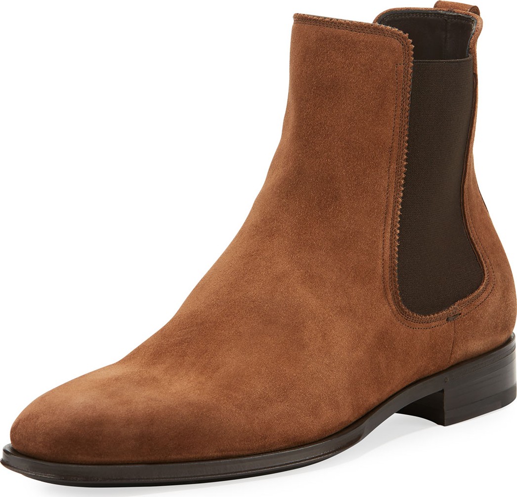 Salvatore Ferragamo Suede Chelsea Boot, Brown