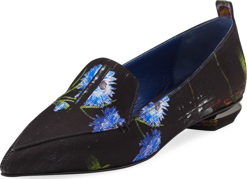 Nicholas Kirkwood Beya Perfection Digital-Print Satin Loafers