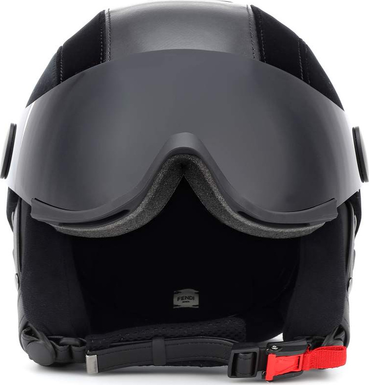 Fendi Faux leather and velvet ski helmet