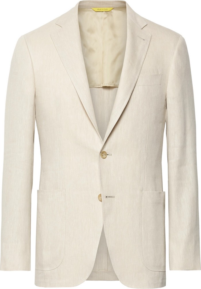 Canali Beige Kei Slim-Fit Linen and Wool-Blend Suit Jacket