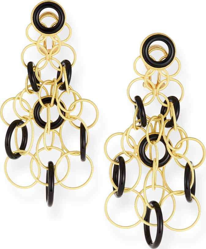 Buccellati Hawaii Onyx Circle Earrings in 18K Gold