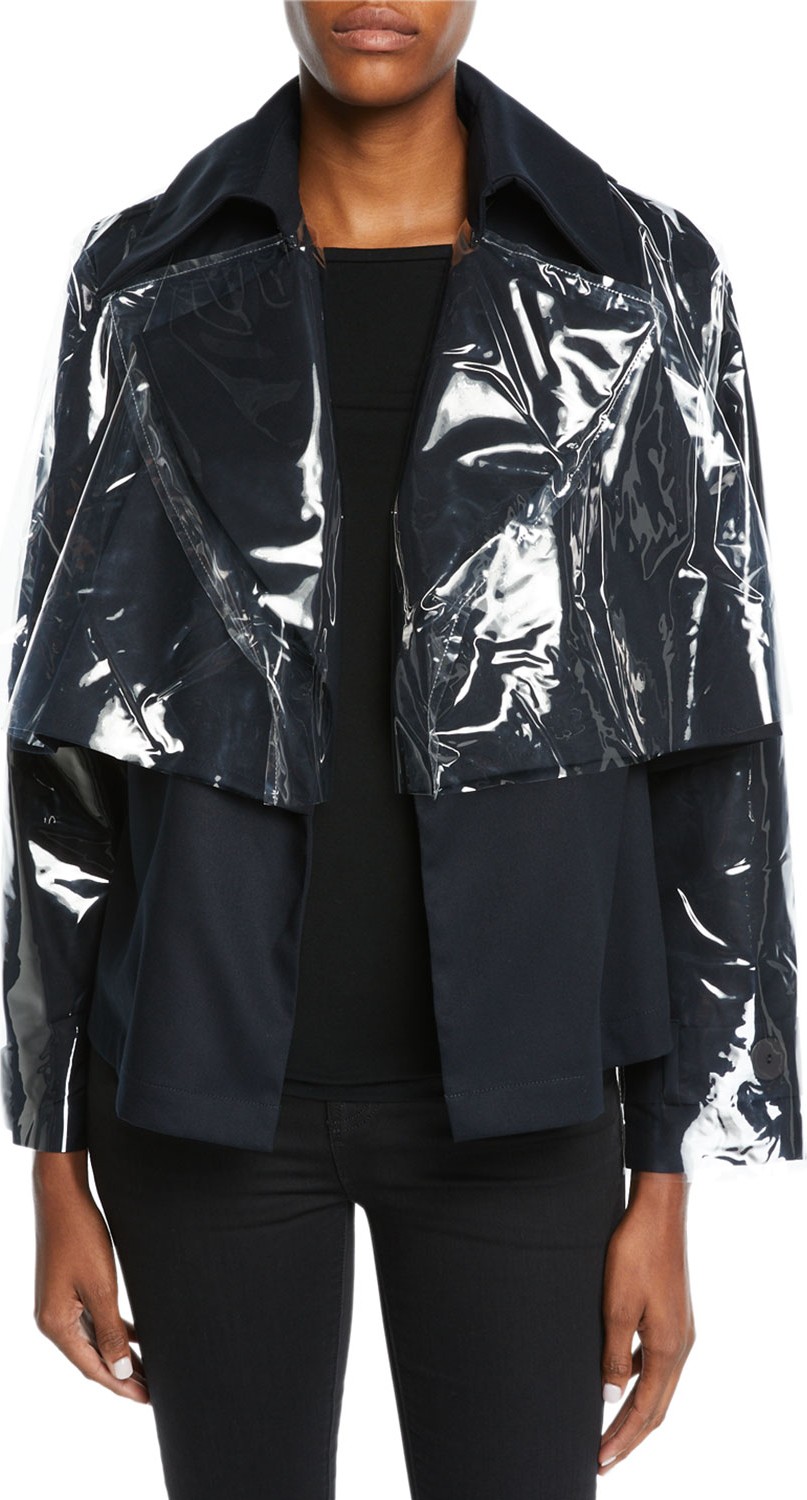 Paskal Open-Front Notch-Collar Jacket with Vinyl Overlay