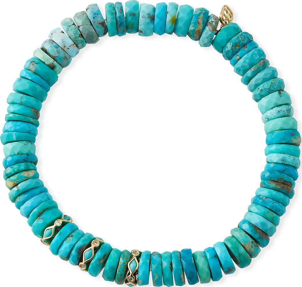 Sydney Evan 14k Arizona Turquoise & Diamond Bracelet