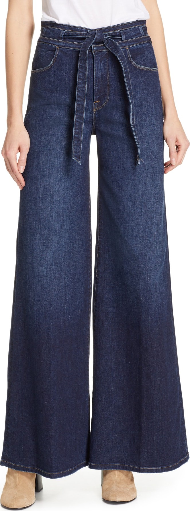 FRAME DENIM Belted Palazzo Jeans