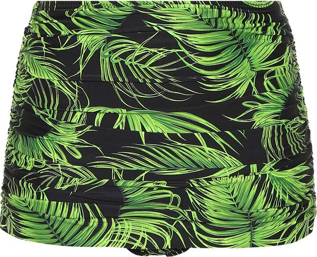 Norma Kamali Bill leaf-printed bikini bottoms