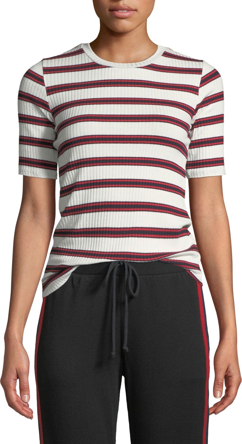 Velvet By Graham & Spencer Kay Striped Rib-Knit Tee