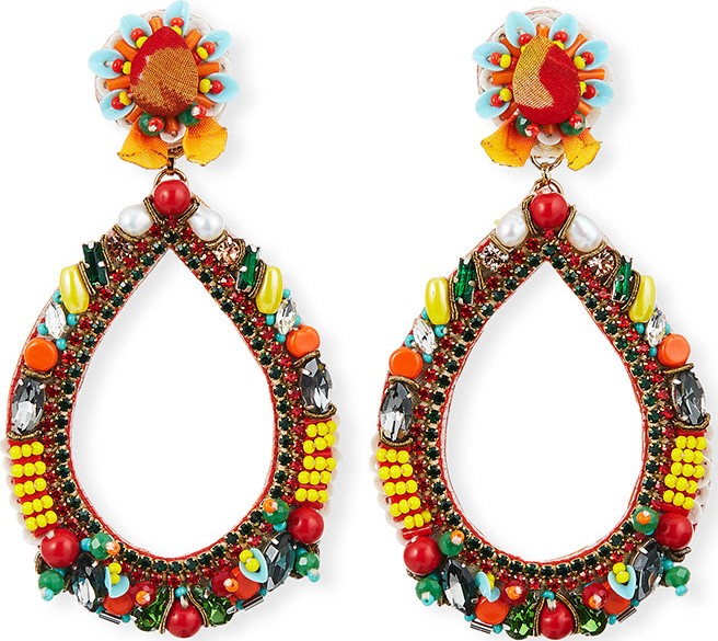 Ranjana Khan Meri Bead & Crystal Teardrop Earrings