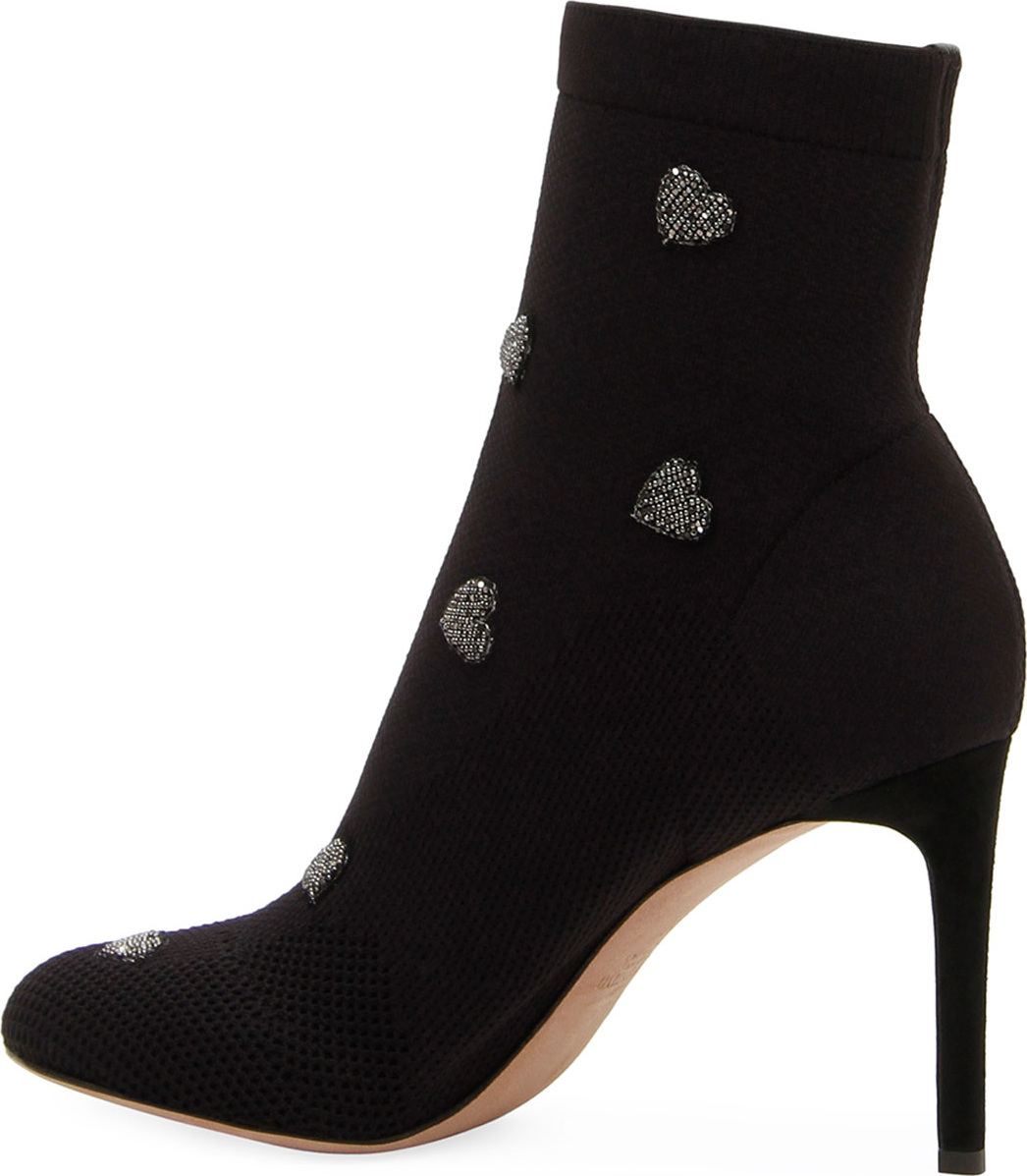 Valentino Rockstud Hearts Bodytech Stretch Booties
