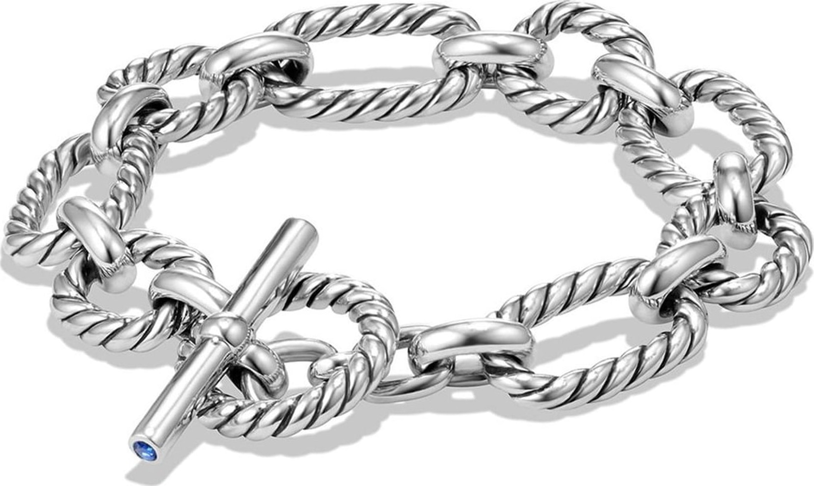 David Yurman 'Chain' Cushion Link Bracelet with Blue Sapphires