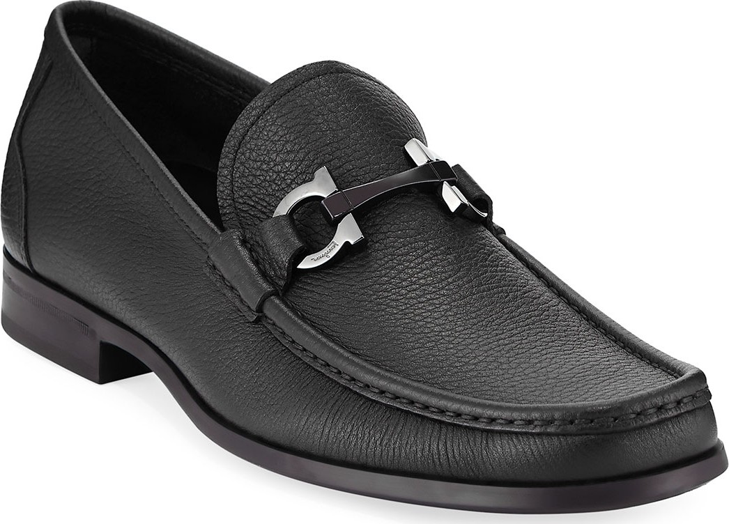 Salvatore Ferragamo Men's Grained Calf Leather Bit Loafer