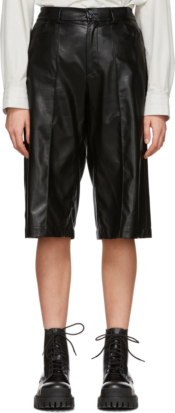 Aeron SSENSE Exclusive Black Faux-Leather Helen Shorts