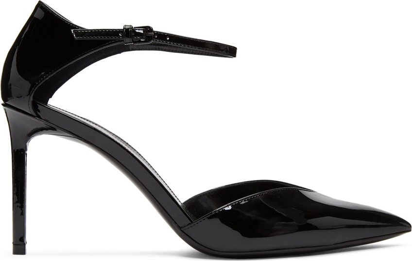 Saint Laurent Black Patent Anja D'Orsay Heels