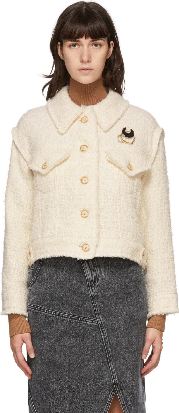 Andersson Bell - Off-White Tweed Becky Trucker Jacket