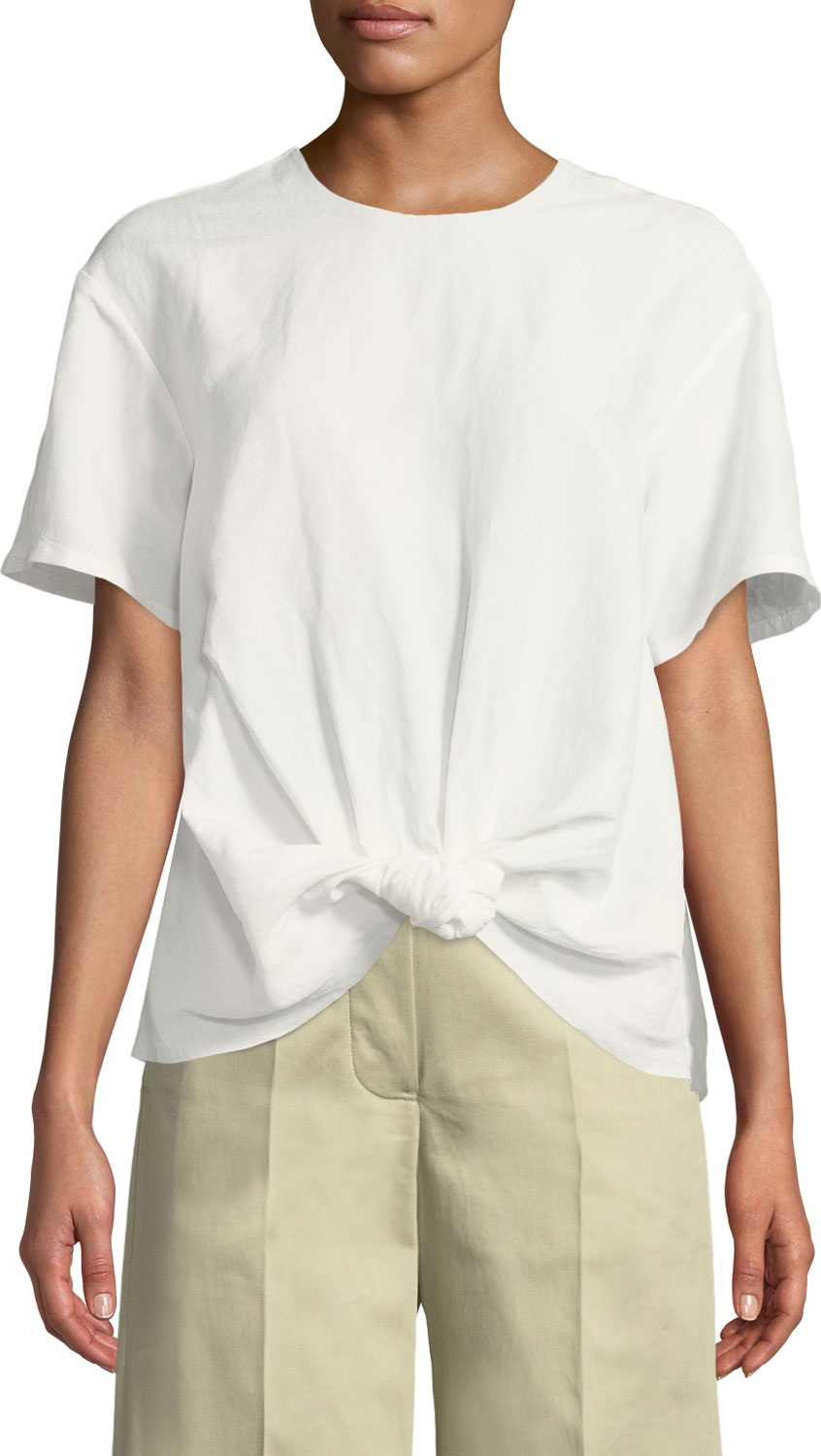 Rejina Pyo Amber V-Neck Button-Front Viscose/Linen Shirt