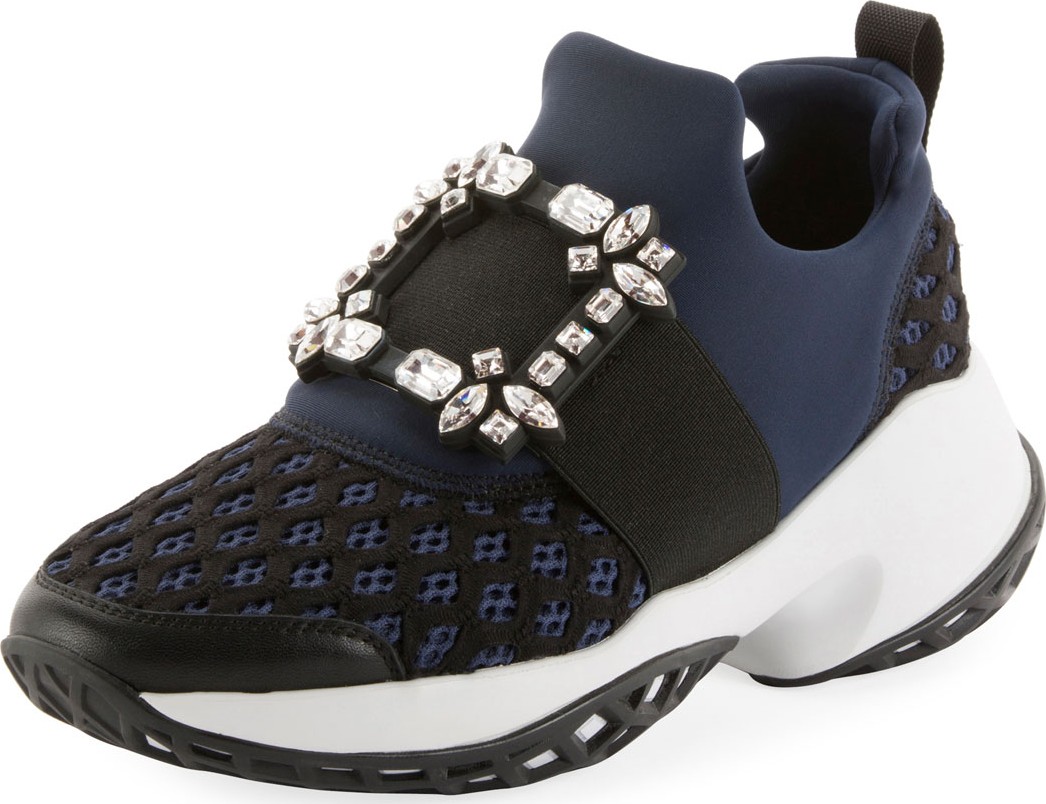 Roger Vivier Running Strass Buckle Stretch Sneakers