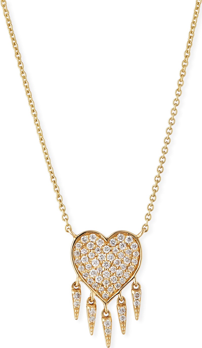Sydney Evan 14k Gold Diamond Heart & Fringe Pendant Necklace