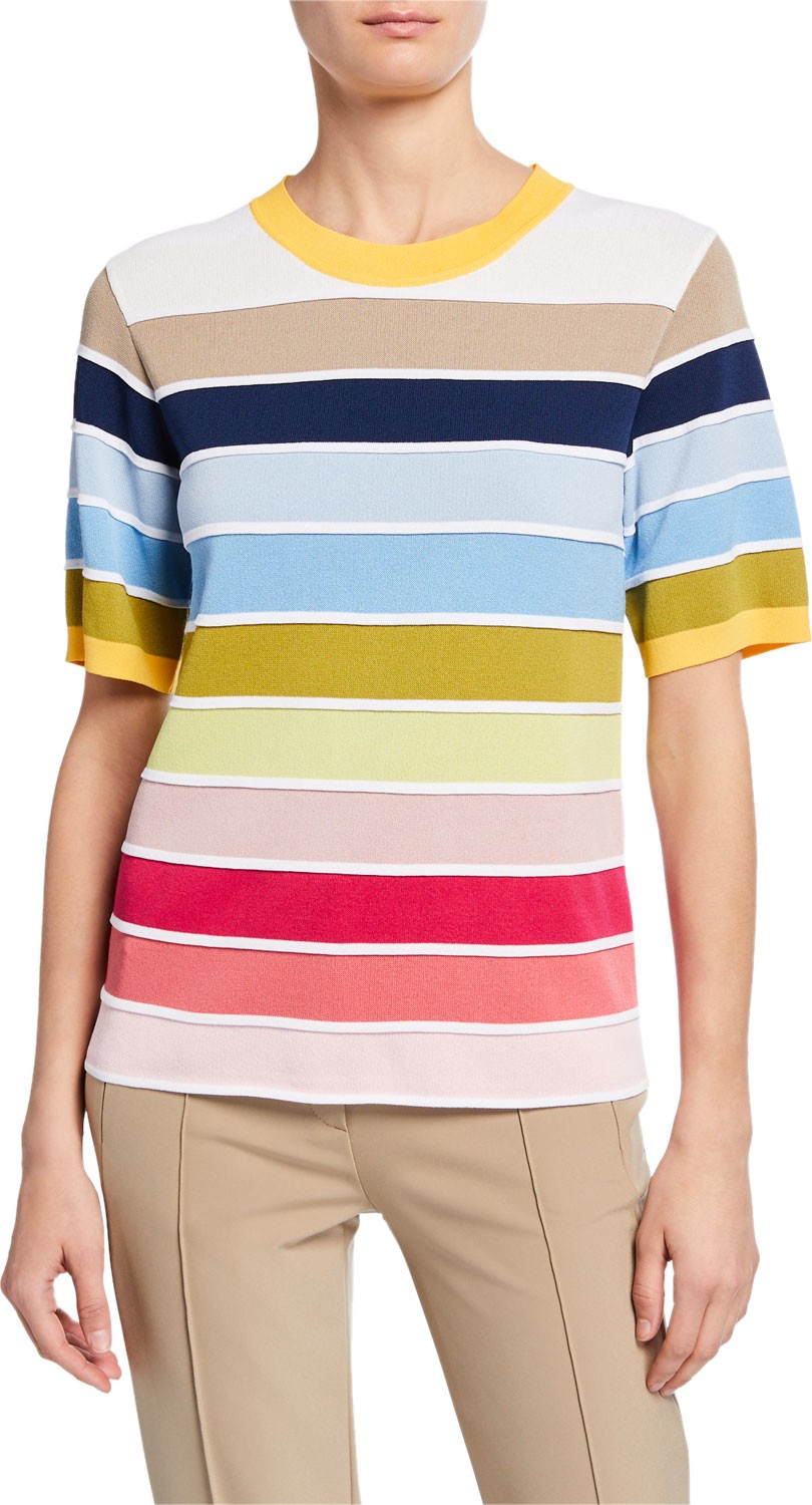 Escada 1/2-Sleeve Striped Sweater