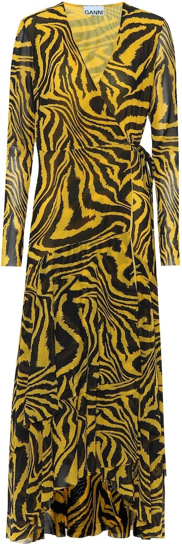 Ganni Exclusive to Mytheresa – Animal-print mesh wrap dress