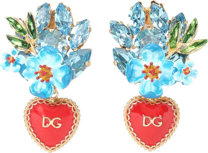 Dolce & Gabbana Crystal and brass clip-on earrings