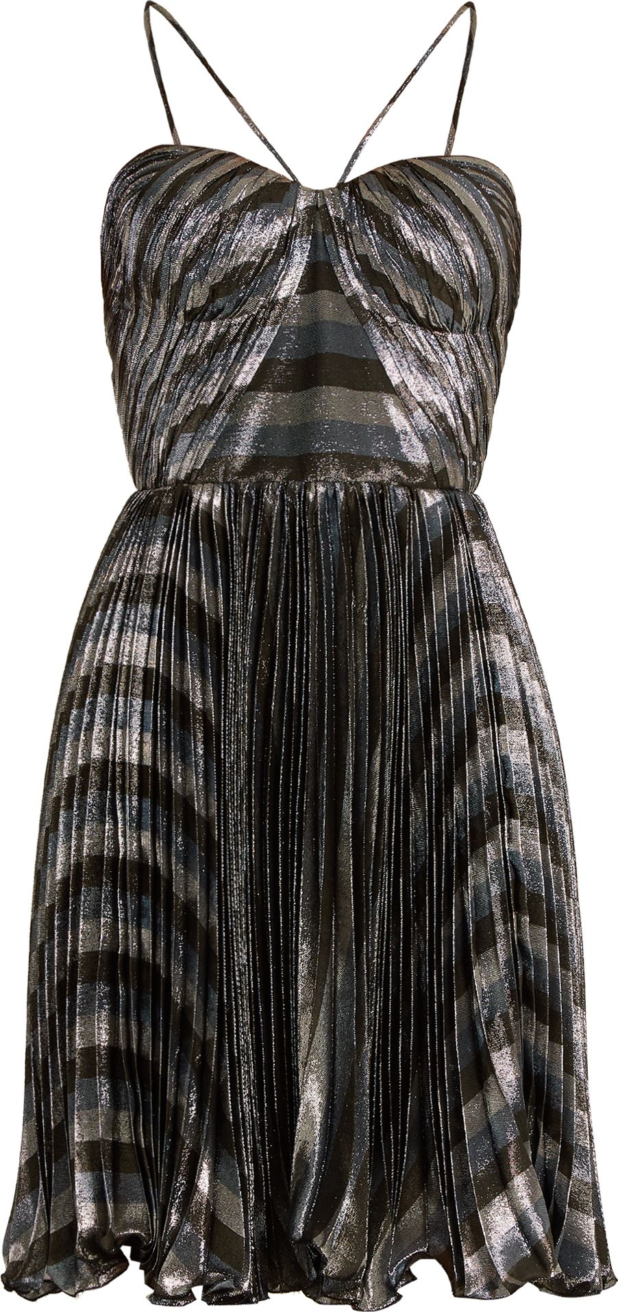 MARIA LUCIA HOHAN Gaia striped pleated lamé mini dress