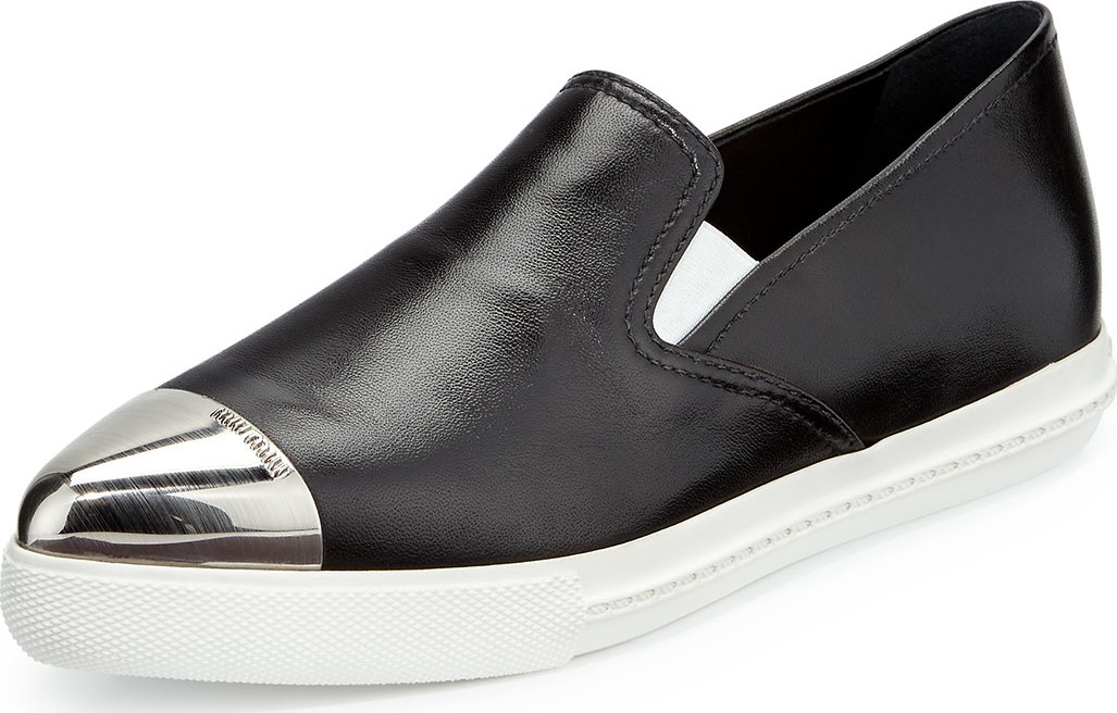 Miu Miu Metallic Cap-Toe Skate Sneakers