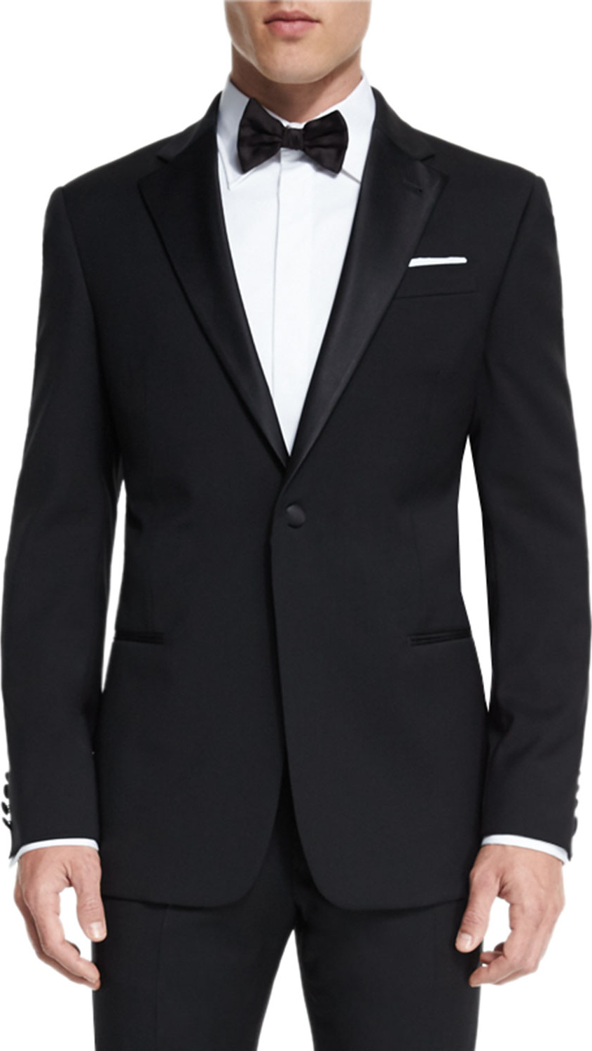 Armani Collezioni G-Line Satin-Lapel Wool Tuxedo