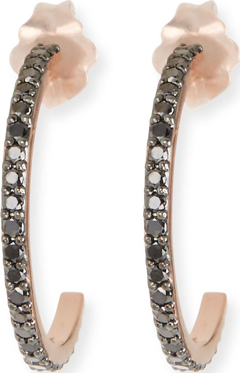 Lana Reckless 14k Tiny Black Diamond Hoop Earrings