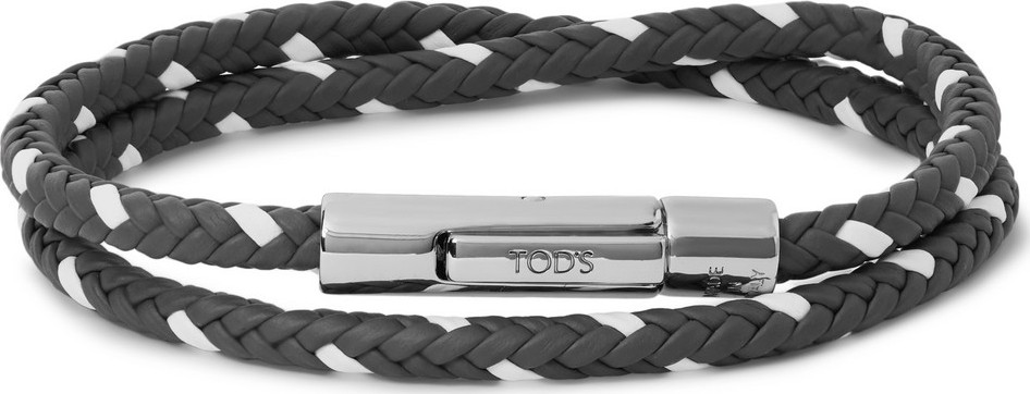 Tod's Woven Leather and Silver-Tone Wrap Bracelet