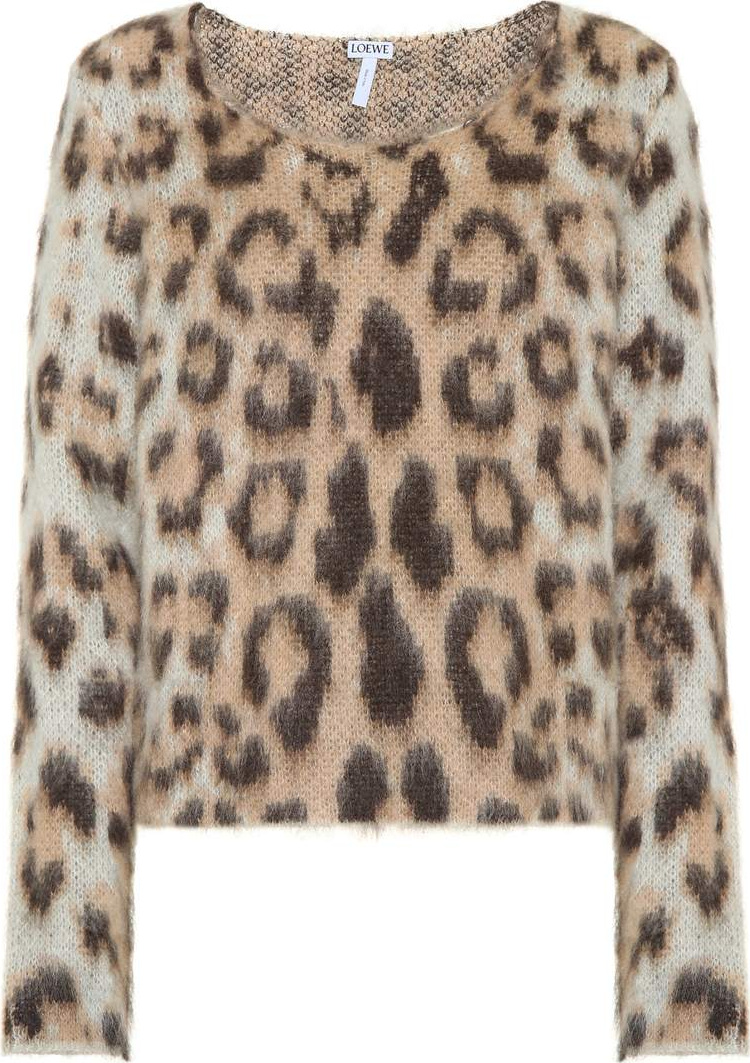 LOEWE Leopard-print mohair-blend top