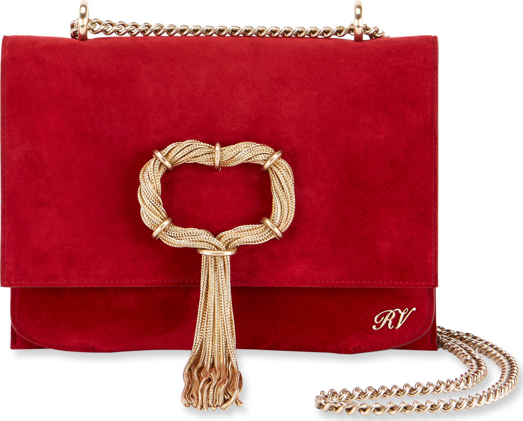 Roger Vivier Club Chain Suede Evening Clutch Bag