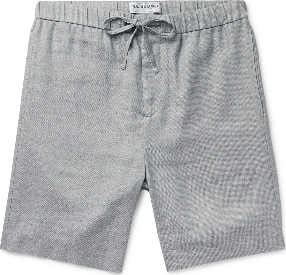 Frescobol Carioca Felipe Mélange Linen and Cotton-Blend Drawstring Shorts