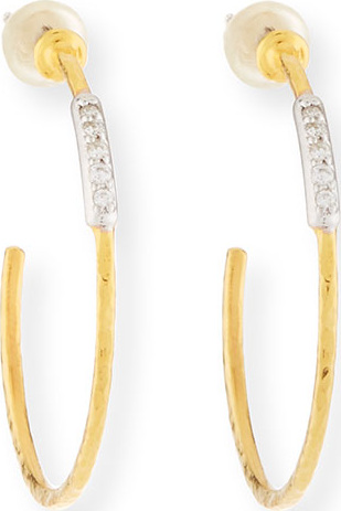 GURHAN 22k Geo Hoop Earrings w/ Diamond Pave