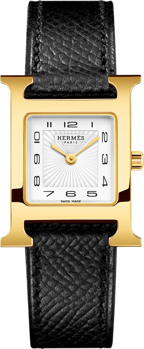 HERMÈS Heure H, Gold Plate & Leather Strap